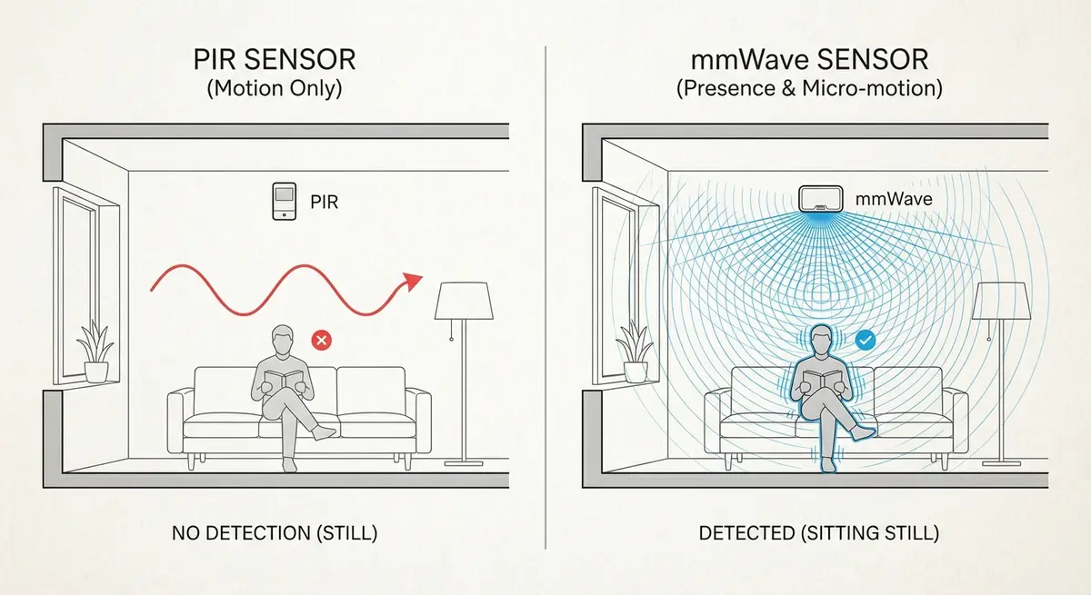 Capteurs de présence vs Mouvement : pourquoi votre salon vous oublie sur le canapé